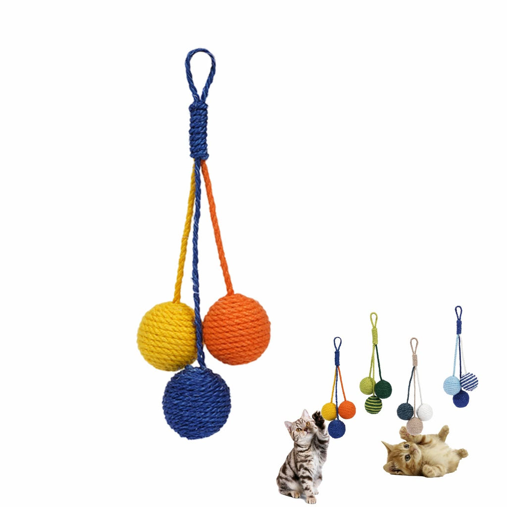 RORIPOPPU Cat Toy Sisal Ball Hanging Cat Toy Handmade Cat Rope Ball Chew Eco-Friendly Toy Pets Interactive Toy Cat Toys for Indoor Cats (Primary Color)