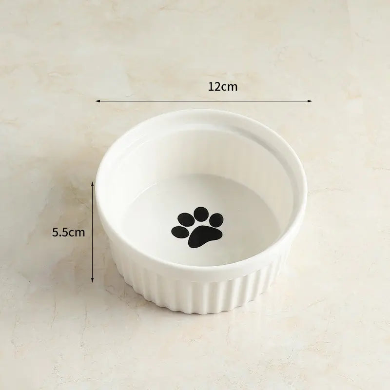 Ceramic Cat Bowl with Iron Stand for Pet Feeding