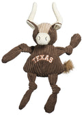 HuggleHounds Knottie Plush Dog Toy - Dog Stuffed Animal Toy Puppy Toys Squeaky Dog Toy for Small Medium & Large Dogs Durable Plush to Keep Them Busy Officially Licensed - Texas Longhorn Large