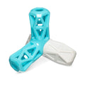 Messy Mutts Totally Pooched Squeak n Stuff Pyramid | 5” Durable TPR Dog Toy with Squeaker | Made for Tough Chewers | Interactive Treat Puzzle for Dogs | Grey/Teal