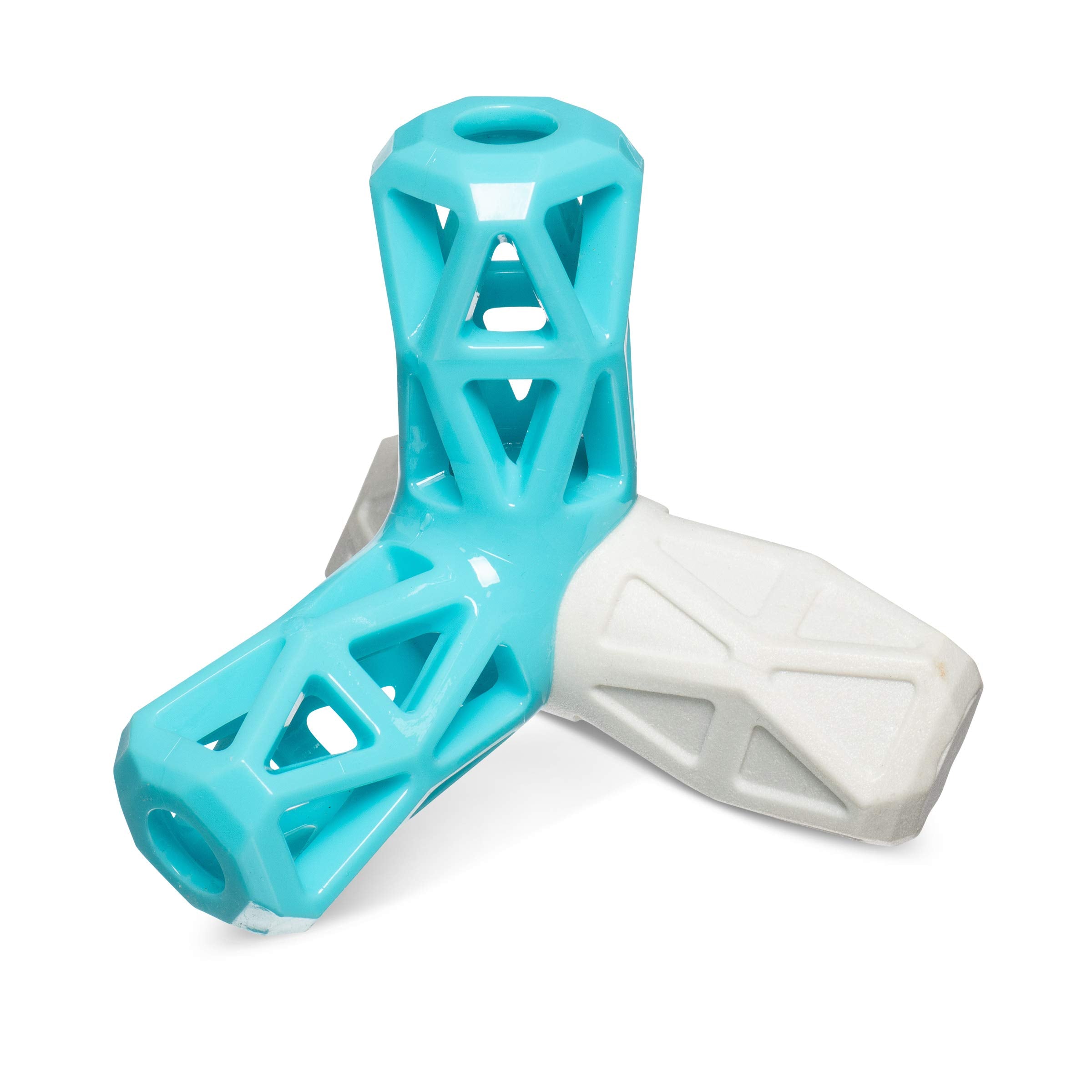 Messy Mutts Totally Pooched Squeak n Stuff Pyramid | 5” Durable TPR Dog Toy with Squeaker | Made for Tough Chewers | Interactive Treat Puzzle for Dogs | Grey/Teal