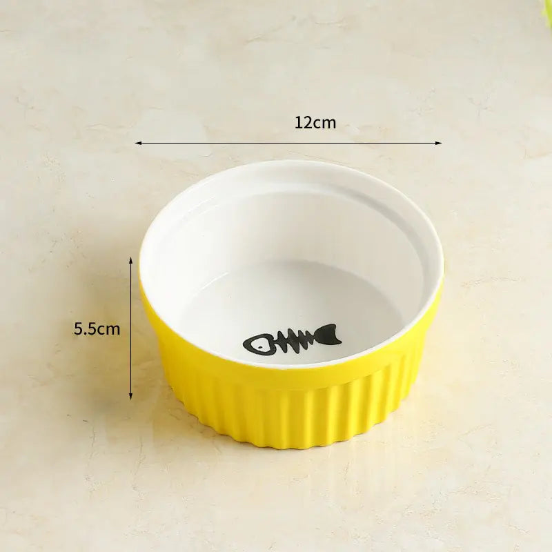 Ceramic Cat Bowl with Iron Stand for Pet Feeding