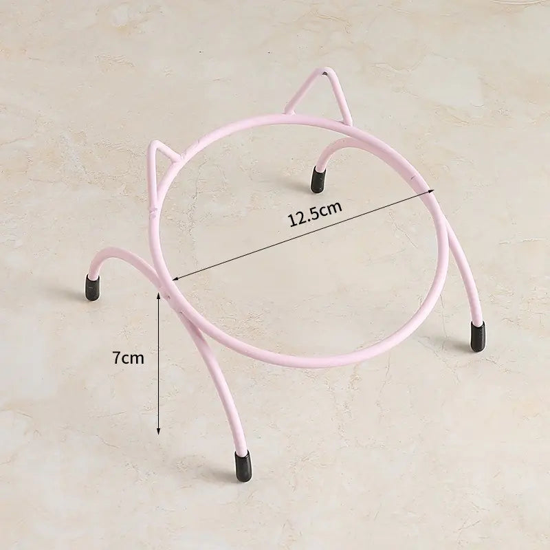 Ceramic Cat Bowl with Iron Stand for Pet Feeding