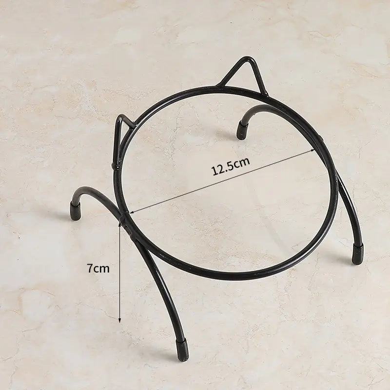 Ceramic Cat Bowl with Iron Stand for Pet Feeding