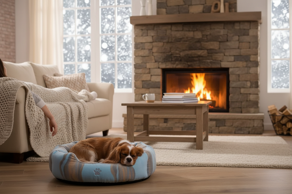 Cozy Dog Bed - Fireplace Nap