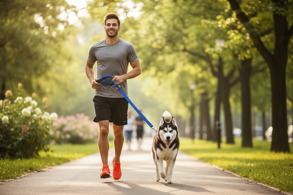 Durable Dog Leash - Jogging Scene