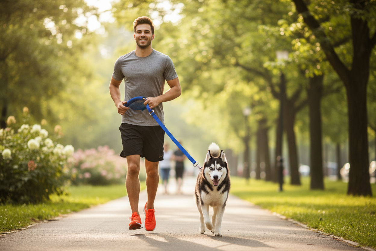 Durable Dog Leash - Jogging Scene