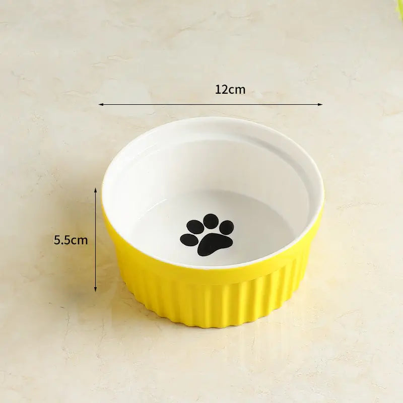 Ceramic Cat Bowl with Iron Stand for Pet Feeding