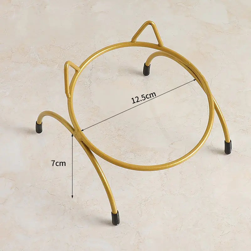 Ceramic Cat Bowl with Iron Stand for Pet Feeding