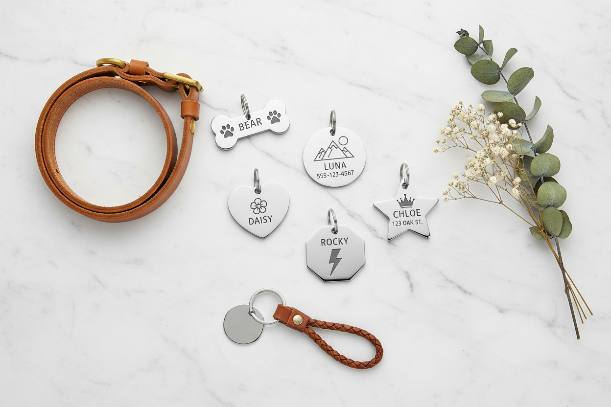 Pet ID Tag - Flat Lay