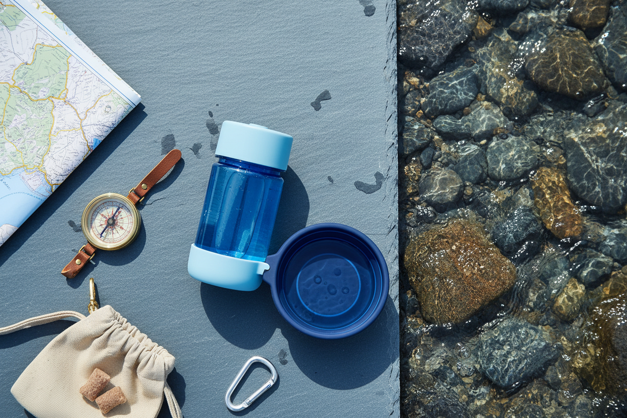 Pet Water Bottle - Mountain Stream Flat Lay