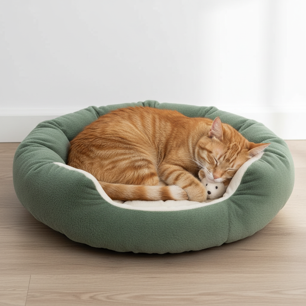 Plush Cat Bed - Ginger Tabby