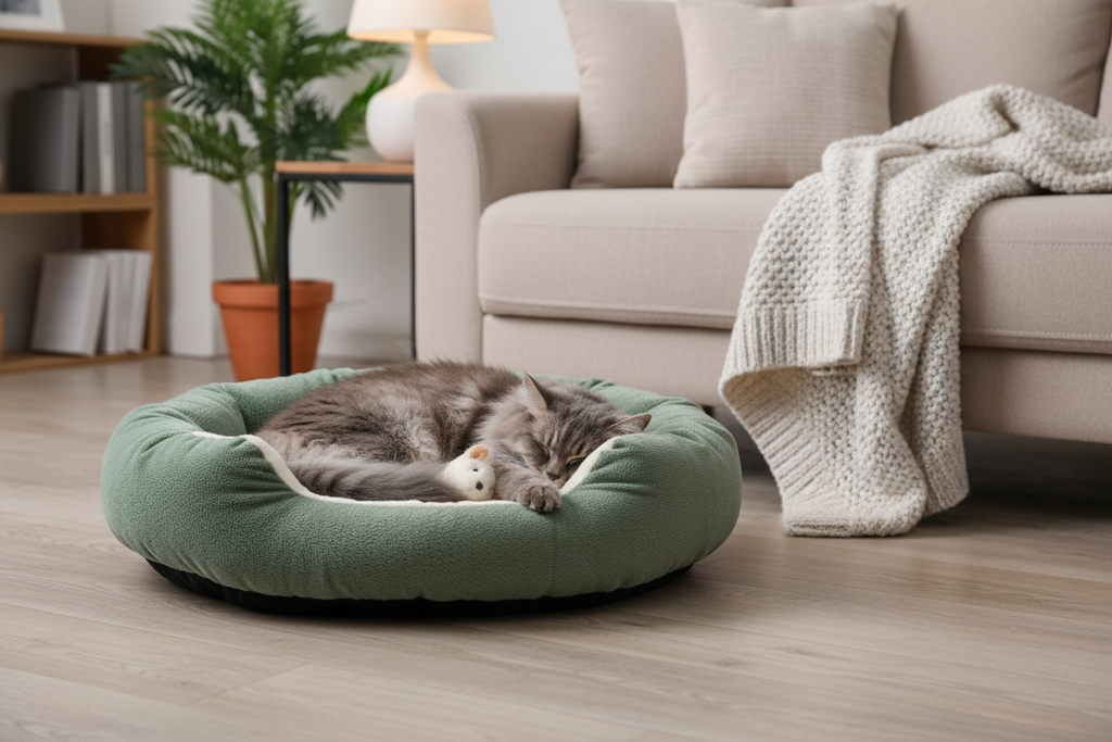 Plush Cat Bed Lifestyle