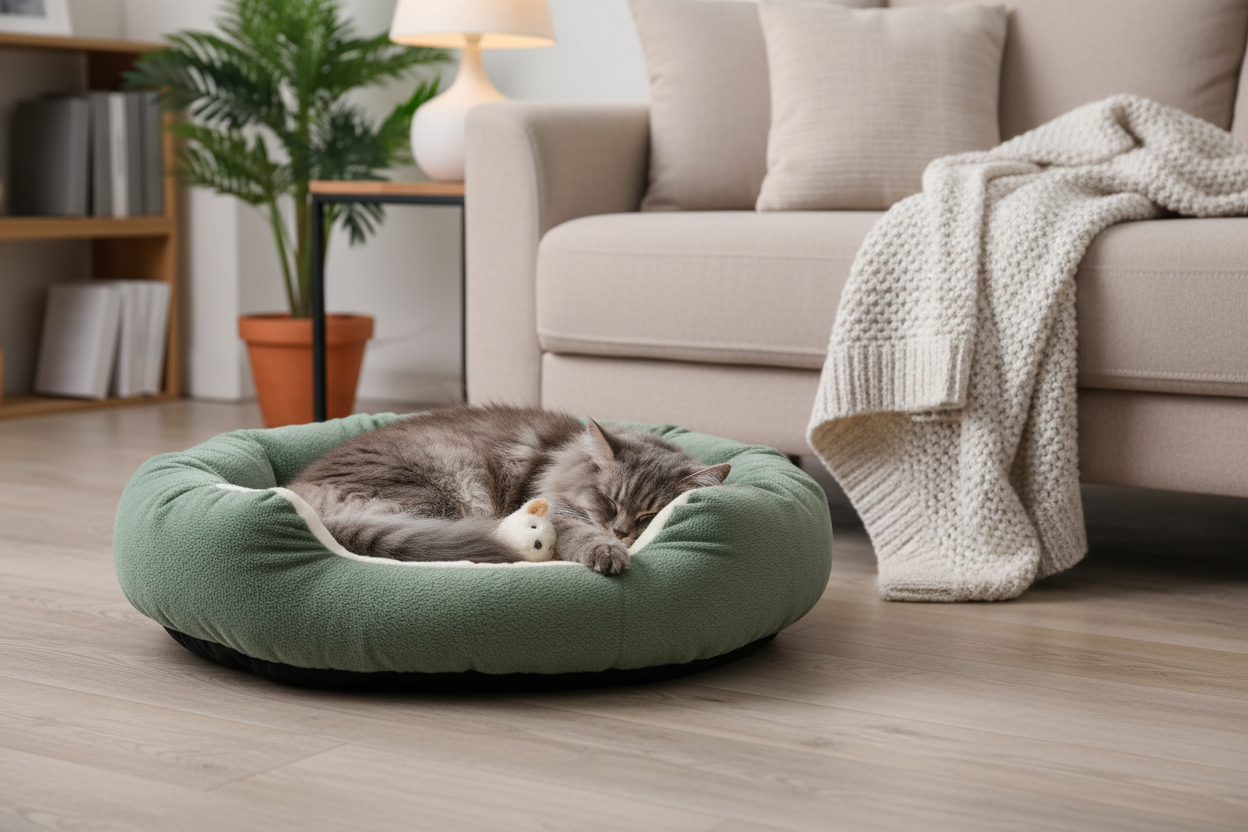 Plush Cat Bed Lifestyle