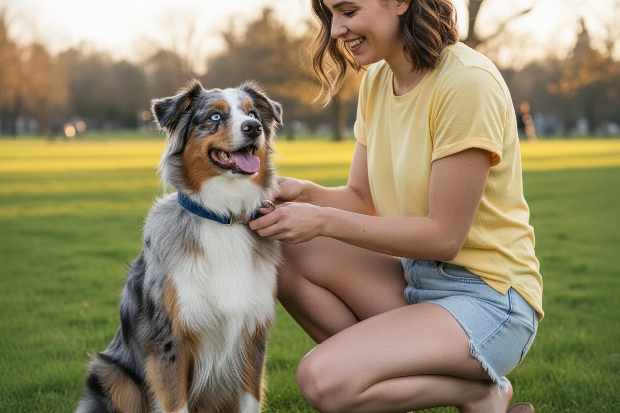 Premium Dog Collar - Denim Shorts Yellow Top