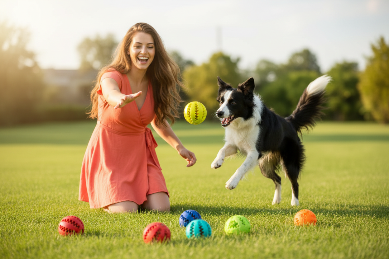 Rubber Chew Toy Ball - Coral Dress Fetch