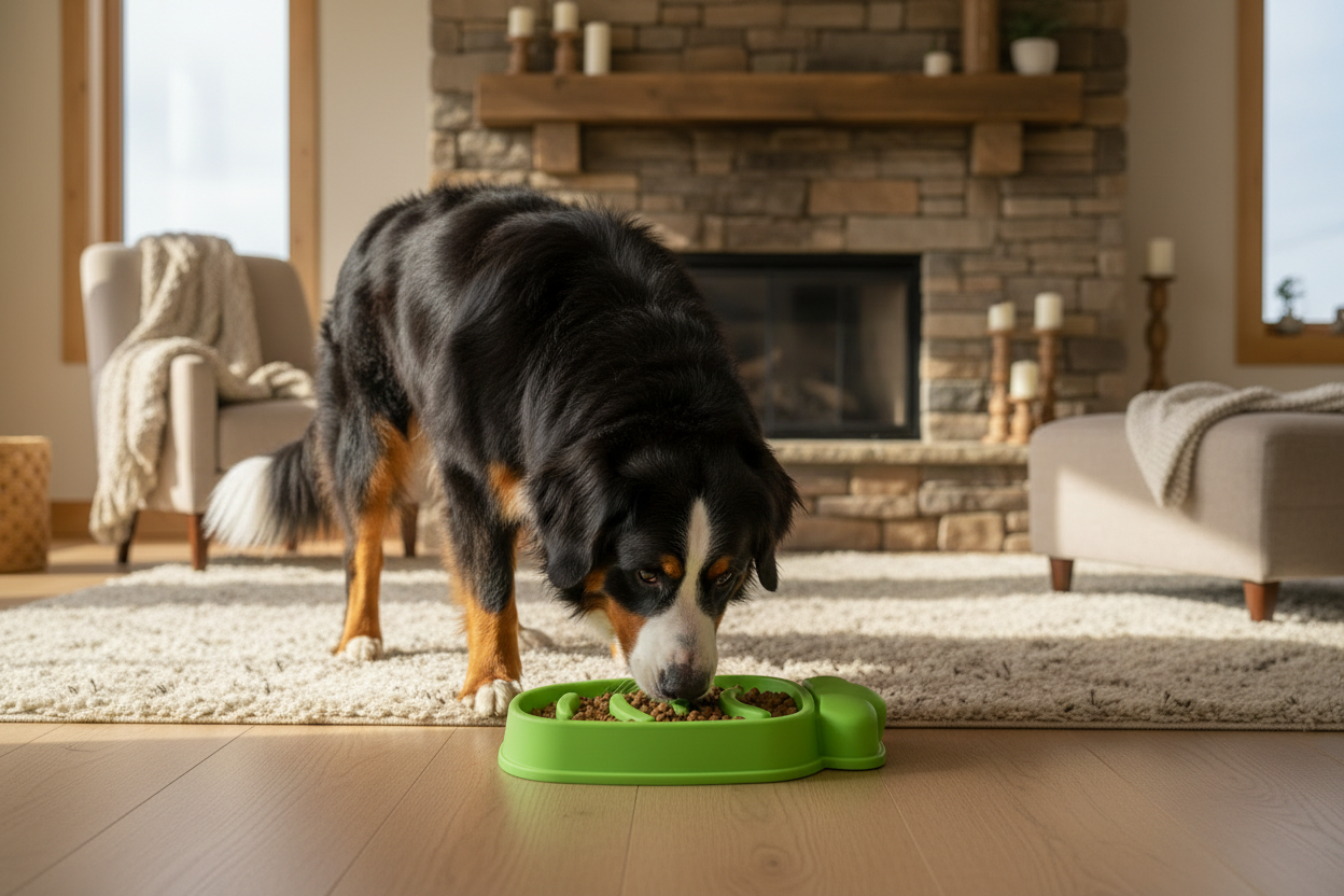 Slow Feed Bowl - Bernese Green Fireplace