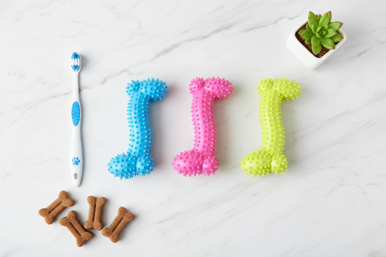 Spiky Bone Chew Toy - Flat Lay