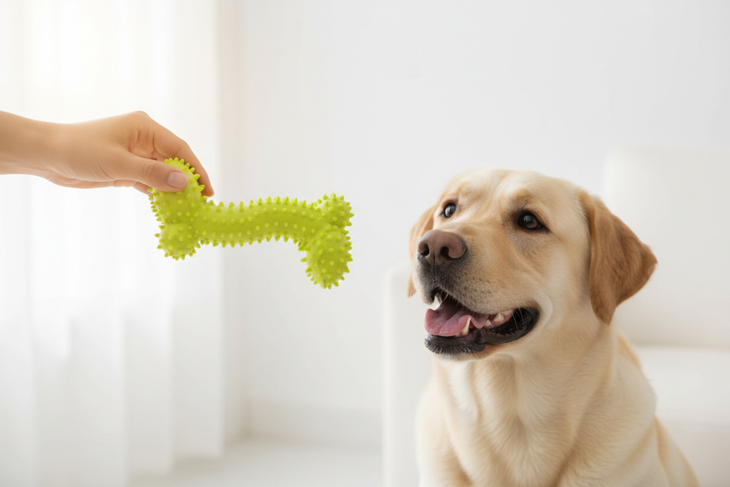 Spiky Bone Chew Toy - Size Comparison